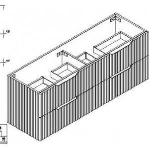 Line19B-1500 Wall Hung 4 Drawers Vanity Cabinet Only